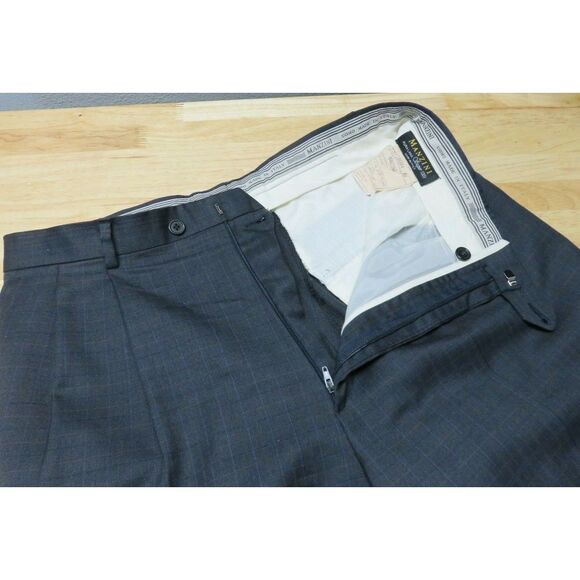 Mens Manzini Uomo 3 Button Suit Size 44R 33x29 Blue Check Super 120s Wool Italy - Picture 8 of 12